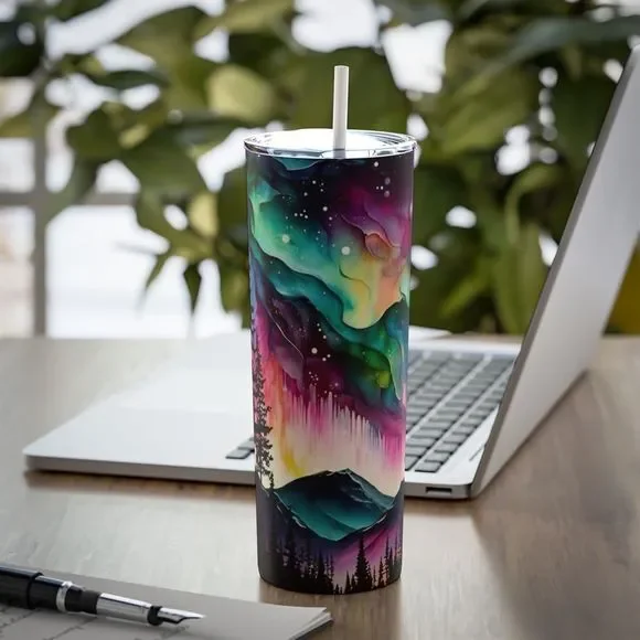 Northern Lights 20oz Steel Tumbler With Straw - Picture 7 of 8